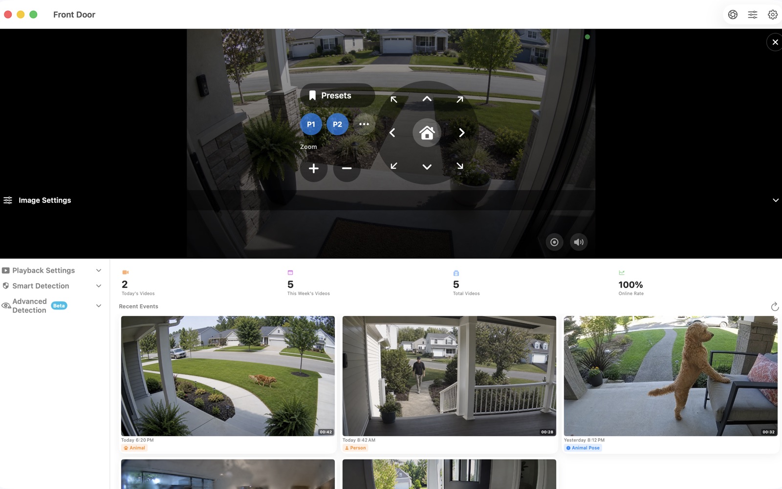 macOS camera interface used to compare Agent DVR workflows